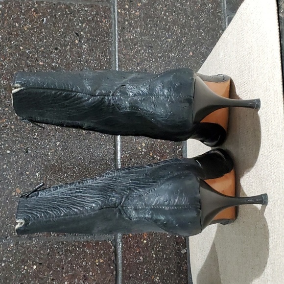 BLACK BOOTS COWGIRL GRETA BY ARANGO WESTERN POINTED TOE OSTRICH BOTAS - Picture 8 of 14